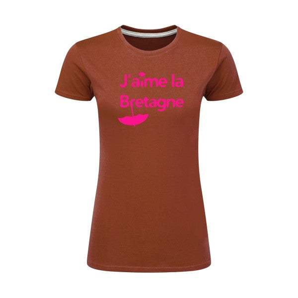 J'aime la Bretagne |Rose Fluo |T shirt original femme|SG