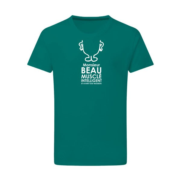 Monsieur Moi Blanc -Flex Blanc sur T-shirt SG  Emerald Green  2XL