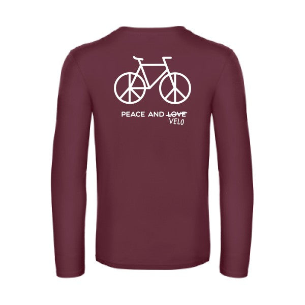 peace and velo - t shirt- manches- longues- original- humour- Burgundy impression Dos
