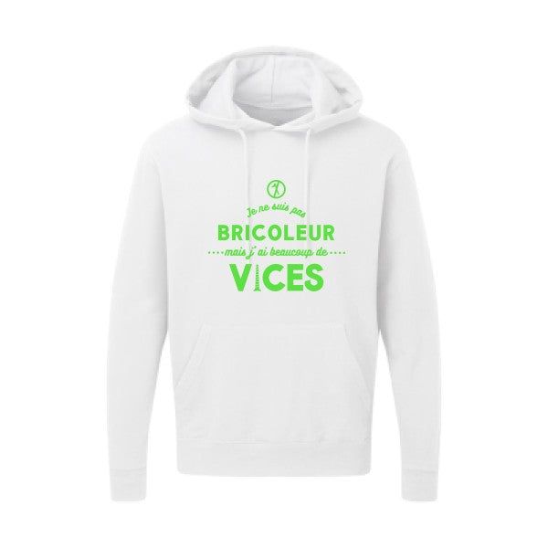 JE NE SUIS PAS BRICOLEUR Vert fluo |Sweat capuche imprimé homme