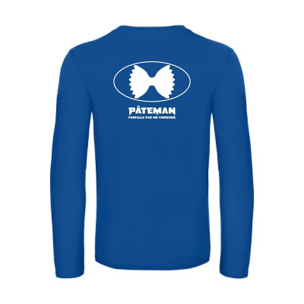 pateman - t shirt- manches- longues- original- humour- Royal Blue impression Dos