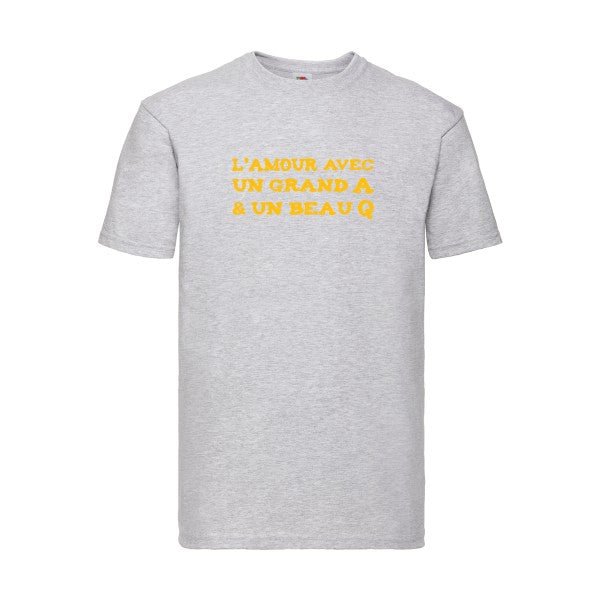 T-shirt|L'Amour avec un grand A et un beau Q ! |flex jaune Or| Fruit of the loom 205 g 