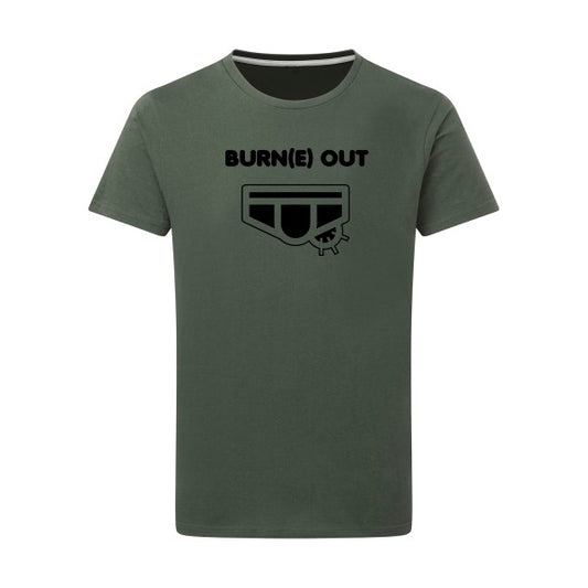 Burn(e) Out noir -Flex noir sur T-shirt SG  Thyme  2XL