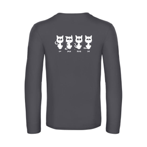 un deux trois cat - t shirt- manches- longues- original- humour- Dark Grey impression Dos