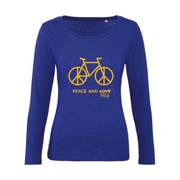 Peace and vÃ©lo jaune Or |   T shirt manches longues femme|100% bio