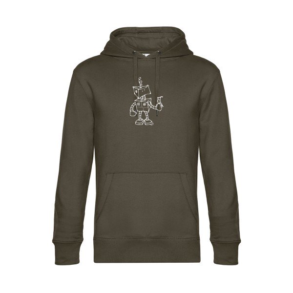 Robot-&-Bird sweat shirt original Khaki flex Blanc impression Face