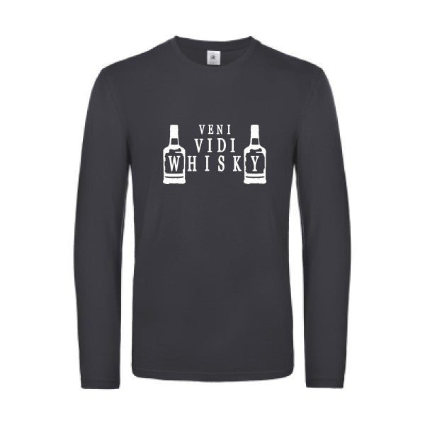veni vidi whisky - t shirt- manches- longues- original- humour- Dark Grey impression Face