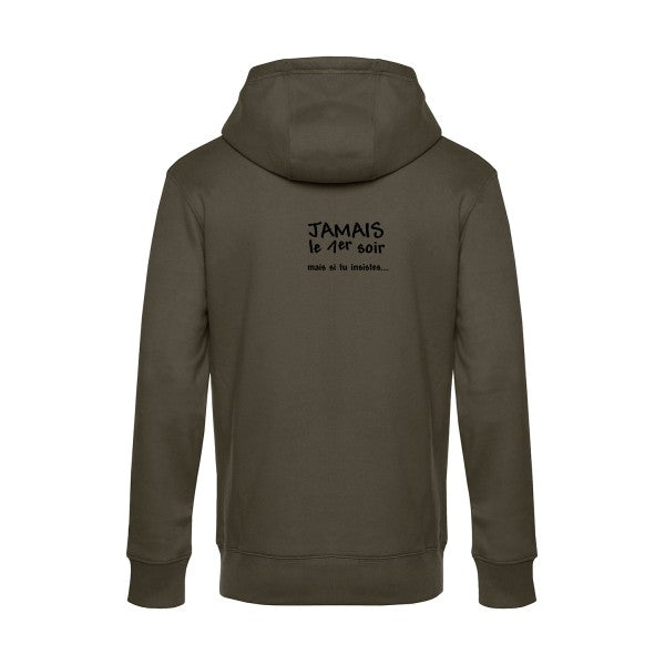 JAMAIS... sweat shirt original Khaki flex Noir impression Dos