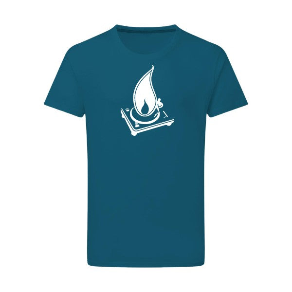 Fumeur de platines -Flex Blanc sur T-shirt SG  Petrol  2XL