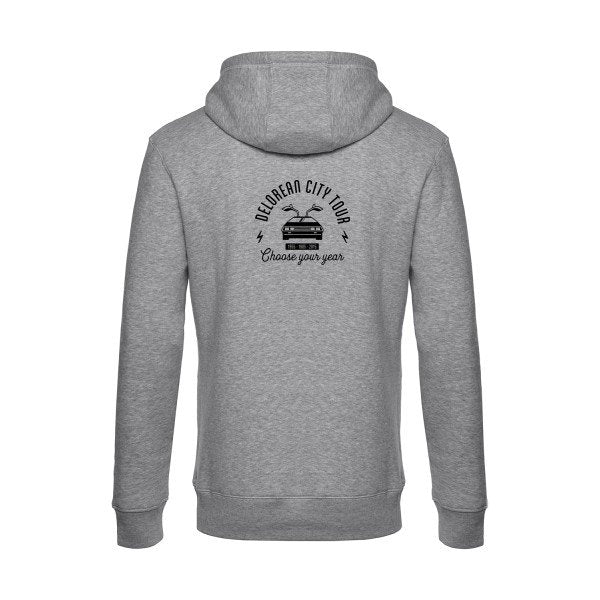 Delorean-city-tour sweat shirt original Heather Grey flex Noir impression Dos