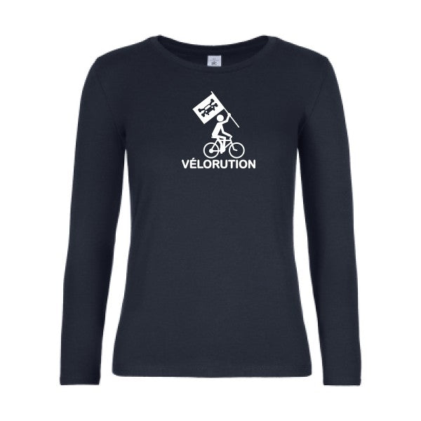 t-shirt lsl femme Velorution Navy flex blanc