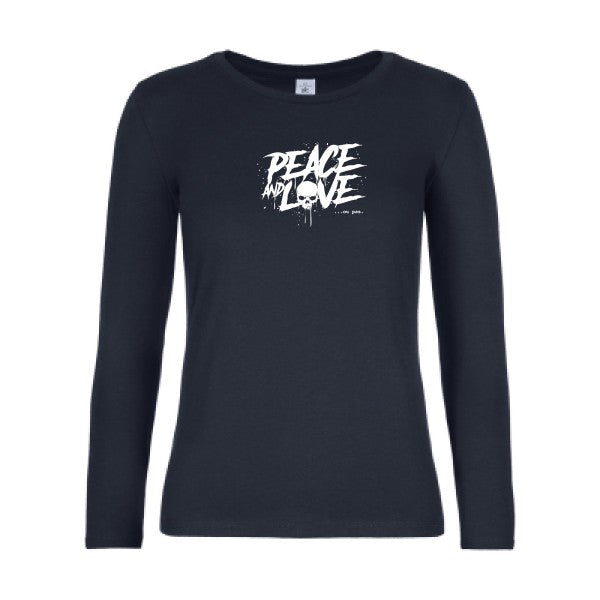 t-shirt lsl femme Peace-or-no-peace Navy flex blanc