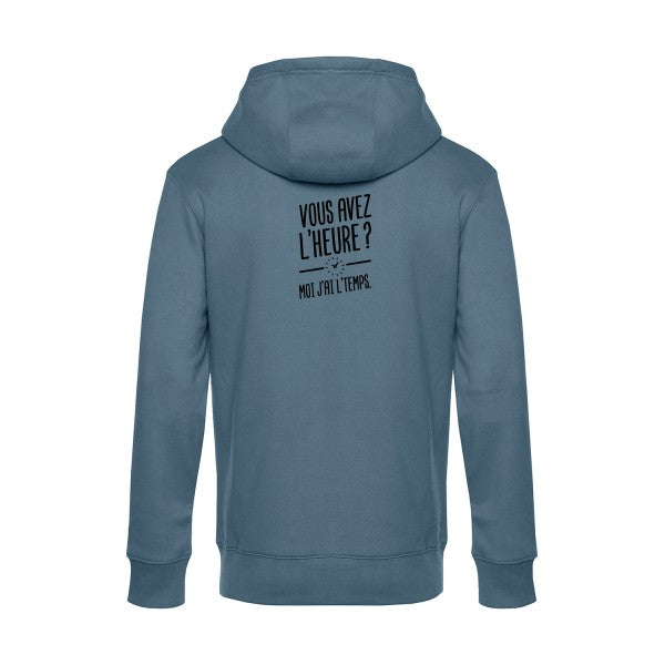 Vous-avez-l-heure?-Moi-j-ai-l-temps. sweat shirt original nordic blue flex Noir impression Dos