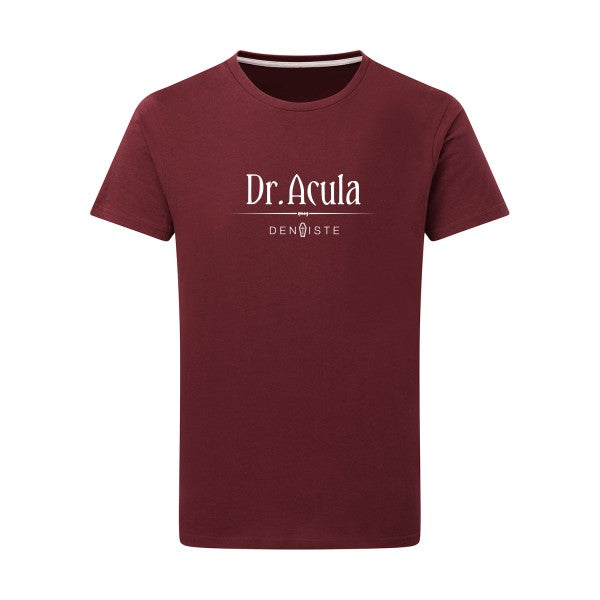 Dr.Acula Blanc -Flex Blanc sur T-shirt SG  Burgundy  2XL