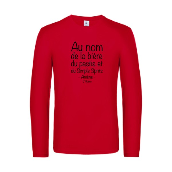 priere de l apero - t shirt- manches- longues- original- humour- Red impression Face
