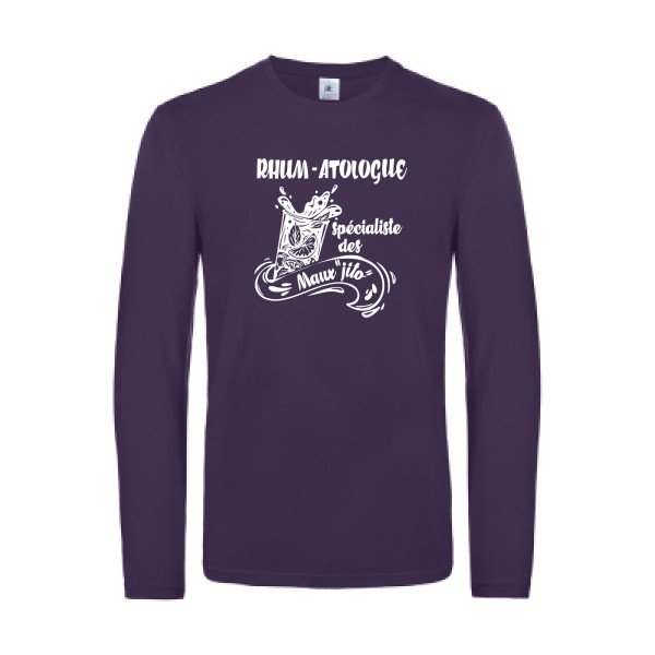 rhum atologue - t shirt- manches- longues- original- humour- Urban Purple impression Face