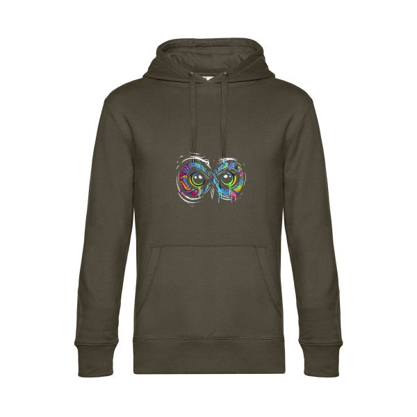 INFINIMENT-CHOUETTE- Sweat à capuche original Khaki - RueDuTeeshirt