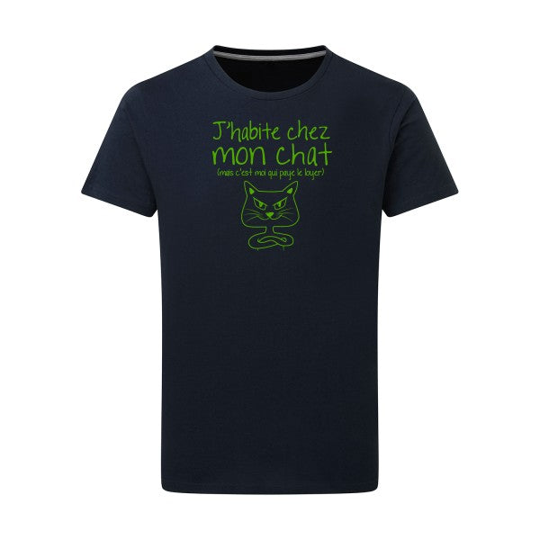 J'habite chez mon chat vert pomme -Flex vert pomme sur T-shirt SG  Navy  5XL