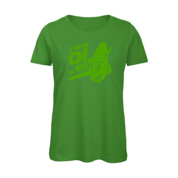 T shirt humour bio femme   femme bio|Quotient intellectuel Vert pomme 