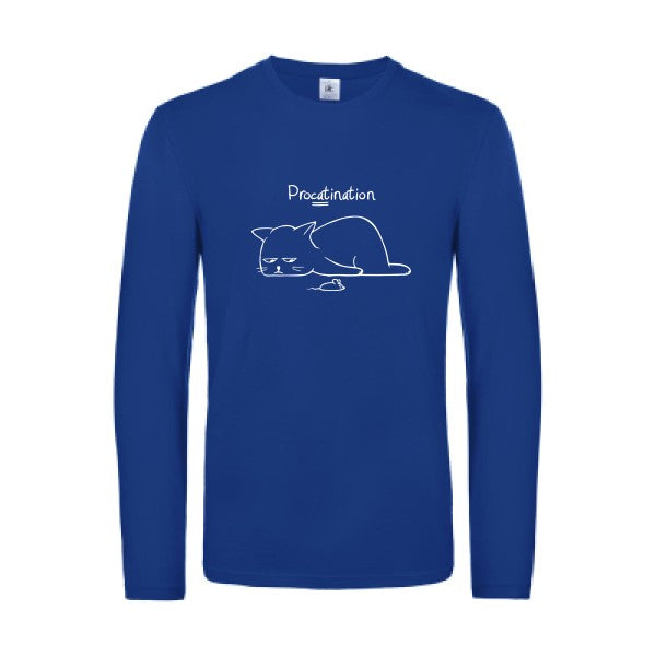 procatination - t shirt- manches- longues- original- humour- Royal Blue impression Face