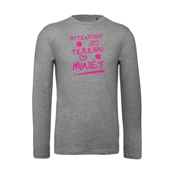 Attention Terrain Minet Rose Fluo |T-shirt bio manches longues