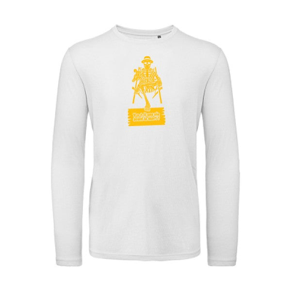 Y a-t-il une vie avant la mort ? jaune Or |T shirt bio homme rigolo manches longues