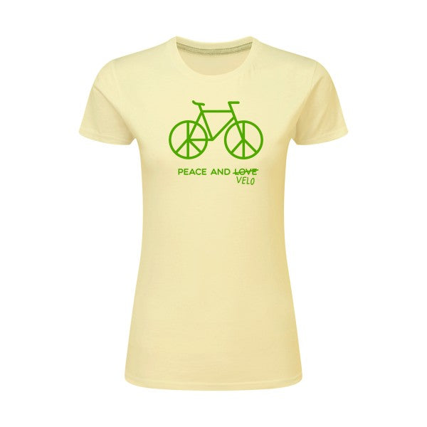 Peace and vélo Vert pomme |T shirt original femme|SG