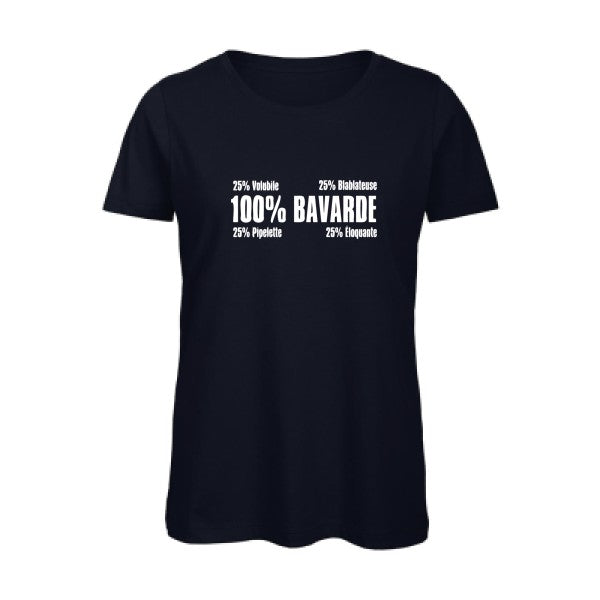 T shirt humour bio femme   femme bio|  Bavarde Blanc 