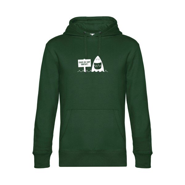 Cours-de-surf sweat shirt original Bottle Green flex Blanc impression Face