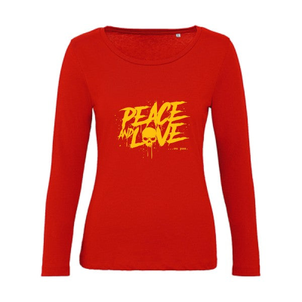 Peace or no peace jaune Or |   T shirt manches longues femme|100% bio