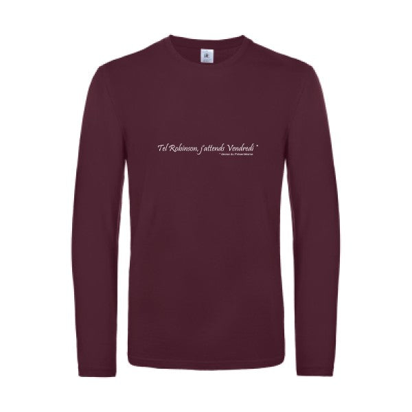yes vendredi  - t shirt- manches- longues- original- humour- Burgundy impression Face
