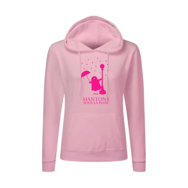 Hantons sous la pluie Rose Fluo |Sweat original à capuche Femme