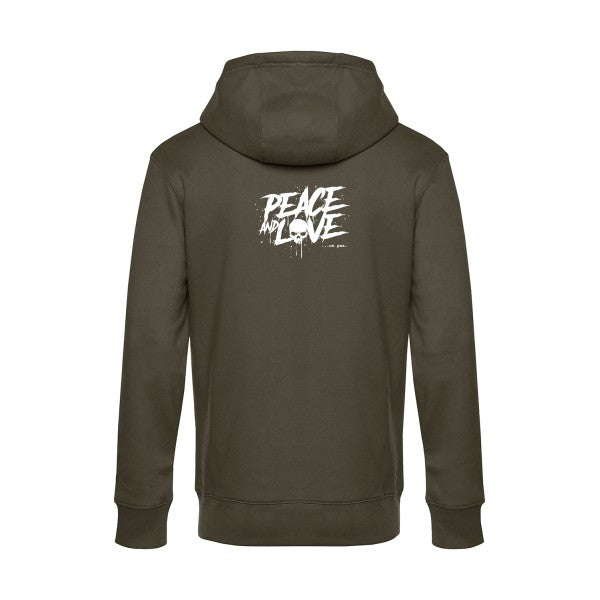 Peace-or-no-peace sweat shirt original Khaki flex Blanc impression Dos