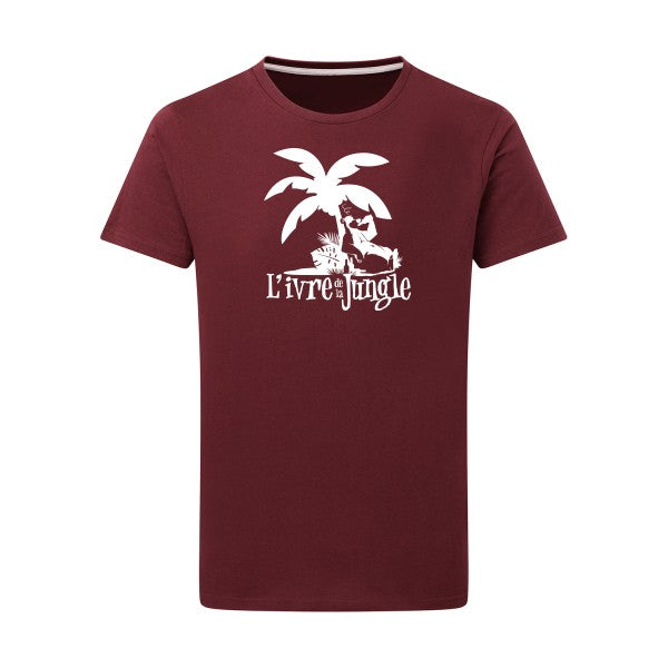 L'ivre de la jungle Blanc -Flex Blanc sur T-shirt SG  Burgundy  2XL