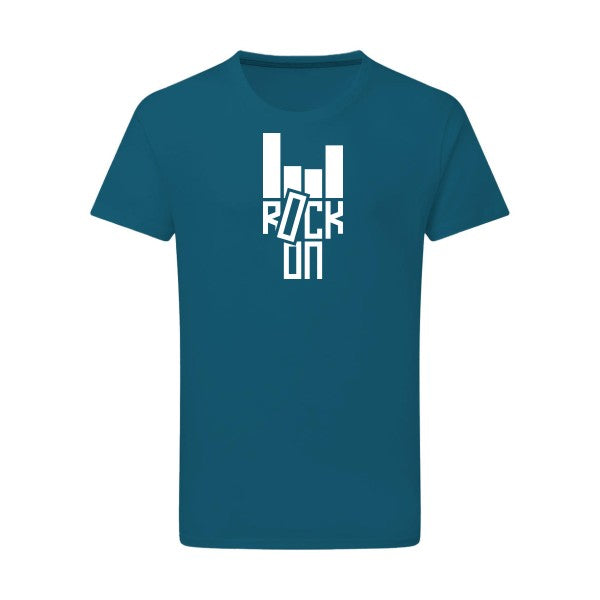 Rock On ! -Flex Blanc sur T-shirt SG  Petrol  2XL