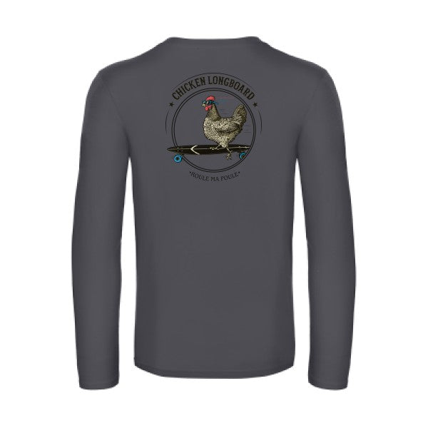 chicken-longboard-t-shirt-manches-longues-original-humour -Dark Grey