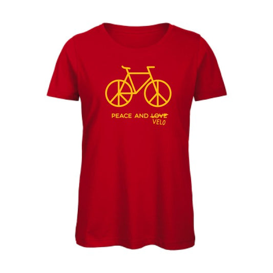 T shirt humour bio femme   femme bio|Peace and vÃ©lo jaune Or 