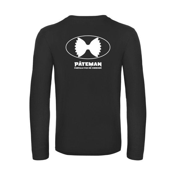 pateman - t shirt- manches- longues- original- humour- Black impression Dos