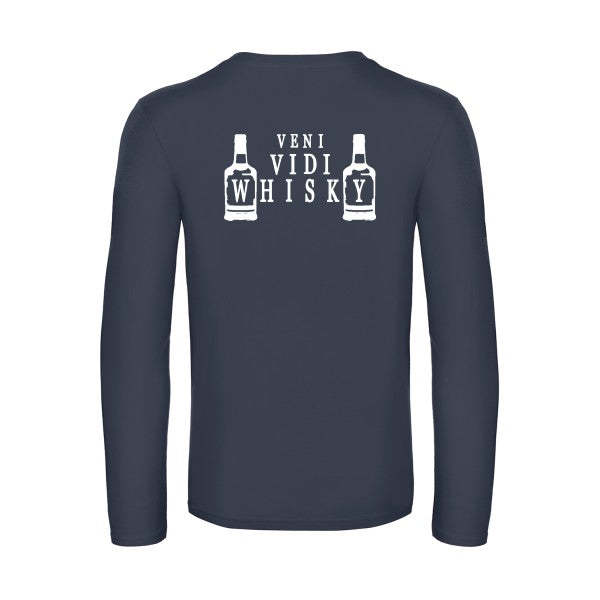 veni vidi whisky - t shirt- manches- longues- original- humour- Navy impression Dos
