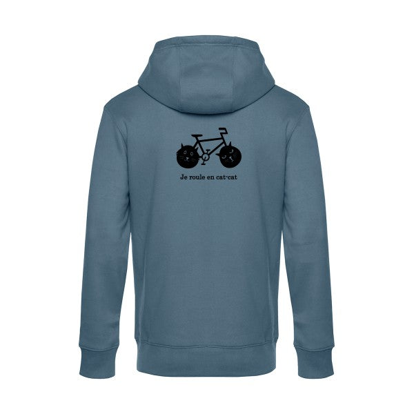cat-cat-bike sweat shirt original nordic blue flex Noir impression Dos