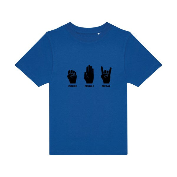 T-shirt original enfant Pierre-Feuille-Metal couleur Royal Blue flex Noir