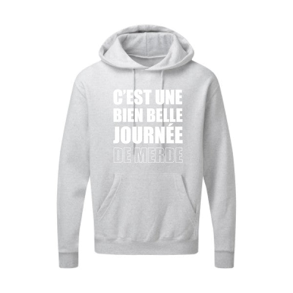 Journée de m... Blanc |Sweat capuche imprimé homme