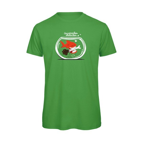 T-shirt humour original Qui Aime Bien Chatie Bien T Shirt couleur Real Green