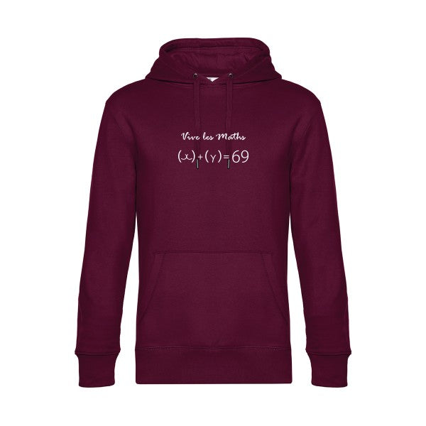 Vive-les-maths sweat shirt original Burgundy flex Blanc impression Face