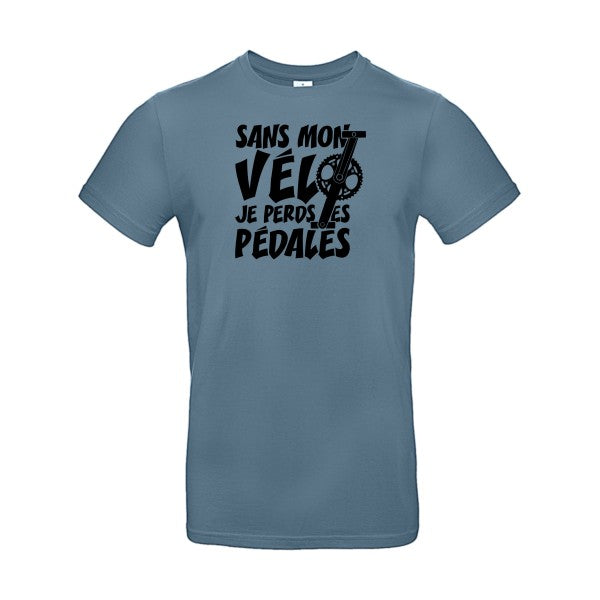 Sans mon vélo, je perds les pédales ! flex noir B&C - E190 T-shirt|Stone Blue||2XL