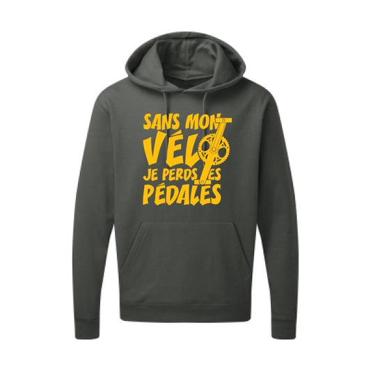 Sans mon vélo, je perds les pédales ! |Sweat  capuche humoristique jaune Or 