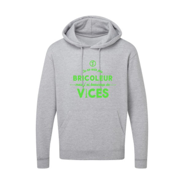 JE NE SUIS PAS BRICOLEUR Vert fluo |Sweat capuche imprimé homme