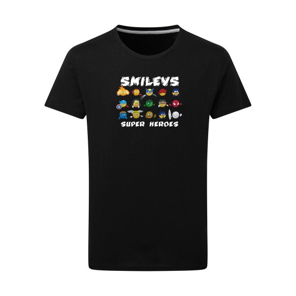 T-shirt homme Super Smileys - T-shirt rigolo avec des smileys expressifs Dark Black 2XL