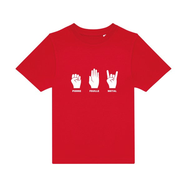 T-shirt original enfant Pierre-Feuille-Metal couleur Red- flex Blanc