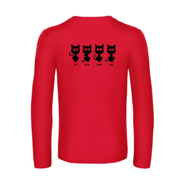 un deux trois cat - t shirt- manches- longues- original- humour- Red impression Dos